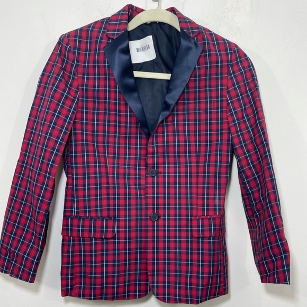 NWOT Tommy Hilfiger boys plaid tuxedo jacket 12